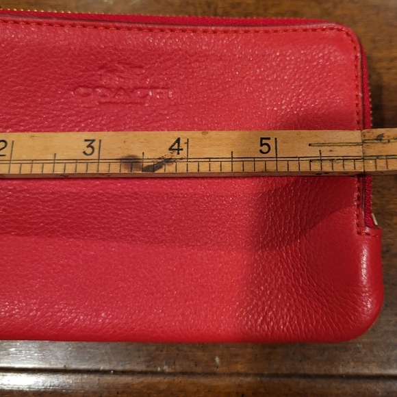 Coach Red Pebbled Leather Wristlet Wallet - Picture 13 of 16